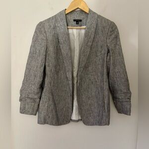 Alberto Makali New York Ruched Sleeve Linen Blazer  Size M Made USA Black/White